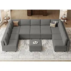Belffin Modular Sleeper Sectional Sofa Couch Oversized U Shaped Sofa with Storage Convertible Sofa Set with Ottoman Sectional Sofa