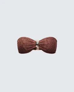 Dreya Brown Textured Bikini Top