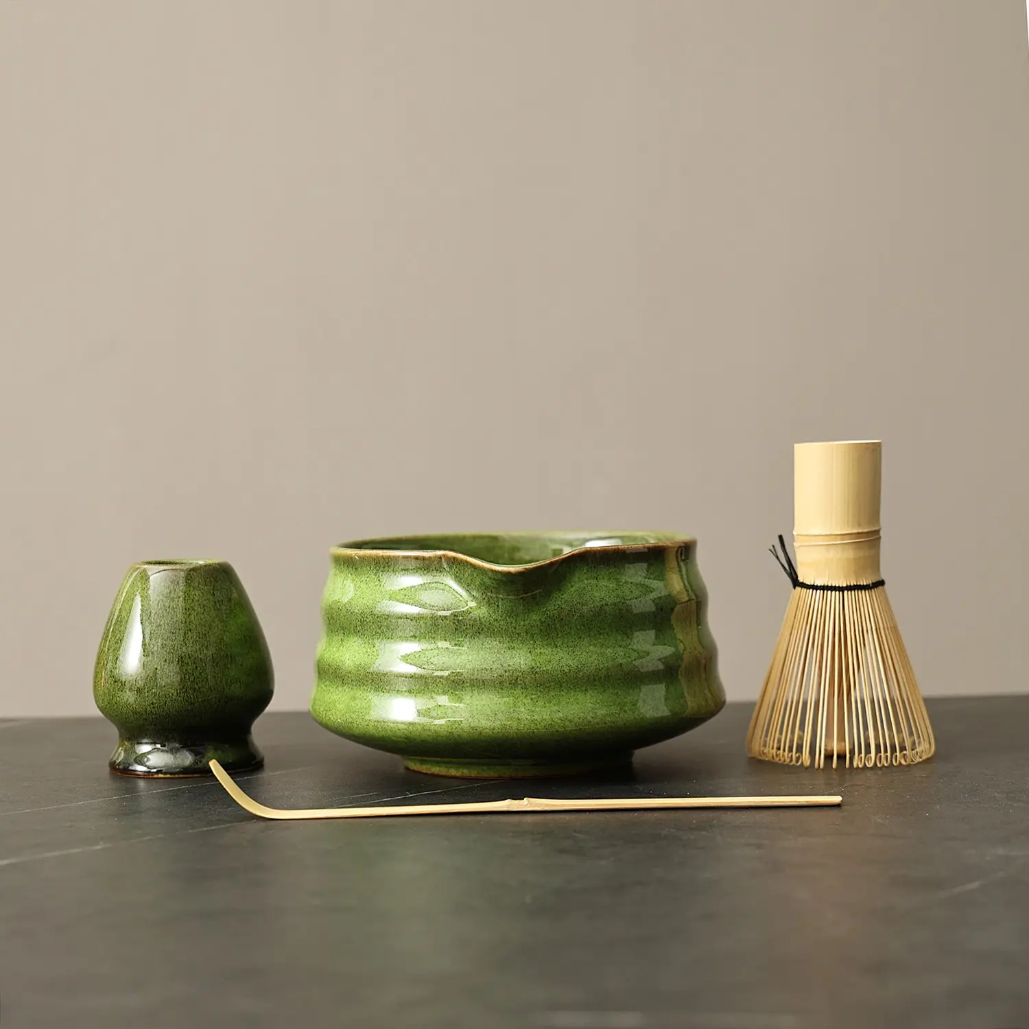 Matcha Tool Set 4-Piece Includes Matcha Bowl Bamboo Whisk Powder Sieve Spoon Essential for Home Parties Newbies Tea Making Tools