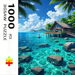 1000 Piece Coastal Theme Puzzle, Large Adult Family Interactive Puzzle Toy, DIY Home Decor Brain Challenge, Holiday Scene, Durable Puzzle