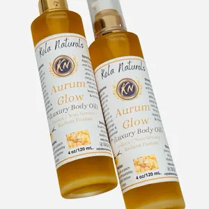 Kela Naturals KN Aurum Glow Luxury Body Oil 4 oz Non-Greasy Radiant Finish with Organic Oils & Vitamin E for Soft Hydrated Skin Cosmetic