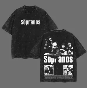 The Sopranos Vintage Washed Double-Sided T-Shirt – Heavyweight Cotton, Oversized Fit. Retro Mafia Vibe Tee for TV Show Fans. Unisex 90s Style Streetwear. Perfect Gift for The Sopranos Lovers. TikTok Trending Apparel.