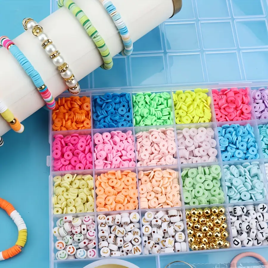 DIY Beaded Plastic Jewelry Making Kit - 6mm Round Beads for Bracelets, Necklaces, and DIY Accessories - Colorful Bead Tubes with Craft Supplies, Beads for Jewelry Making-FJY