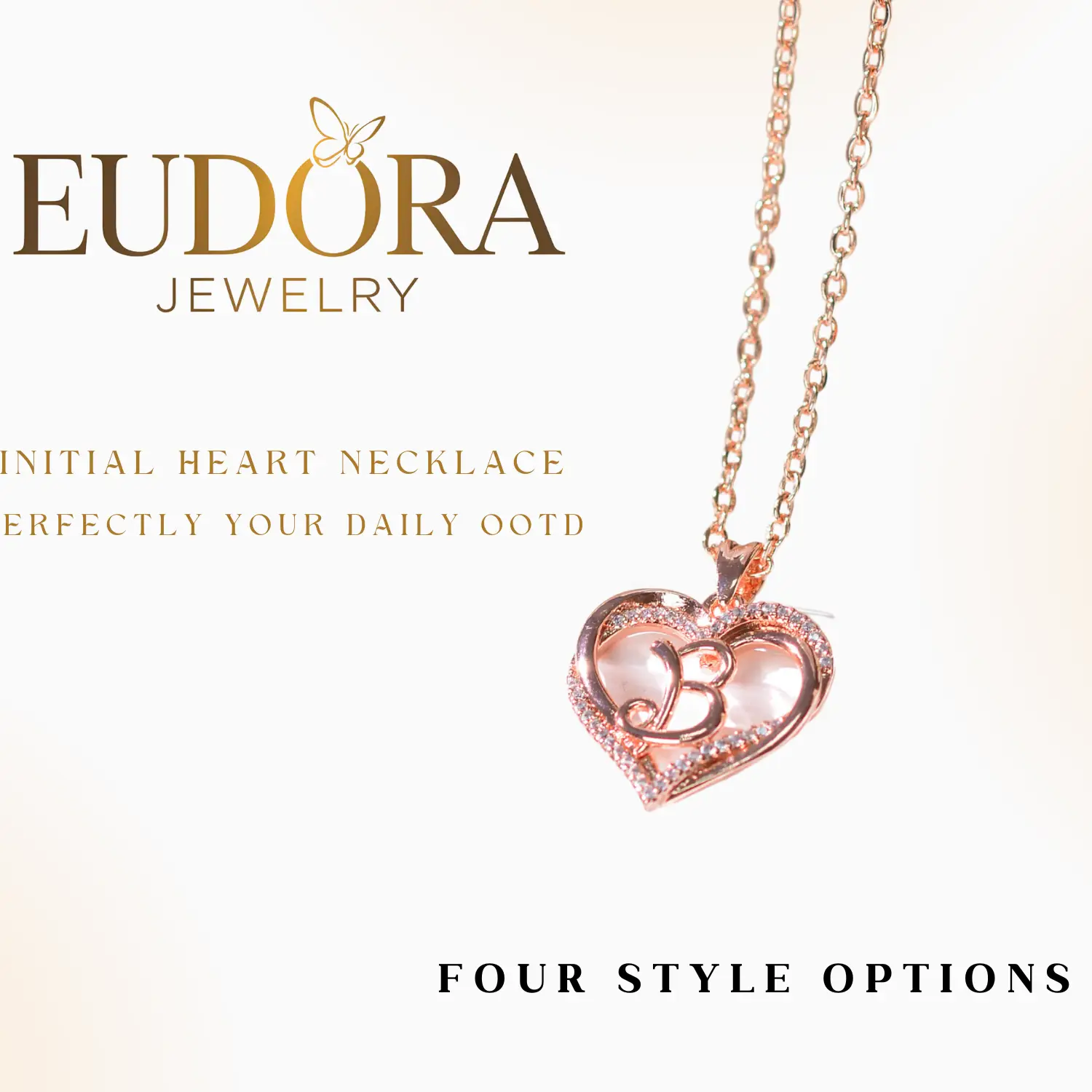 EUDORA Initial Necklace for Women, Elegant Heart Shape Letter Pendant, Personalized Jewelry Gift for Mom, Perfect for Mother’s Day, and Anniversaries
