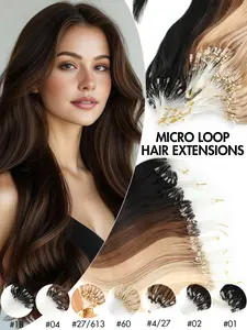 Natural Straight Invisible Beads Micro Ring Loop Hair Extensions With Fishing Line No Glue Needed Soft Keratin Human Hair Extensions Perfect For All Women Beginner Friendly For Daily Wear Holiday Festival Essentials School Supplies Bride Festival Gift