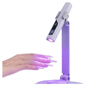 USB Rechargeable Nail Light + Stand, Nail Art Light Holder, Portable Mini Handheld Nail Art Light, Flash Curing Light, Personal Care for Gel Nails and Toenails, 360 Degree Rotating Nail Art Light with Stand UV Nail Art Light