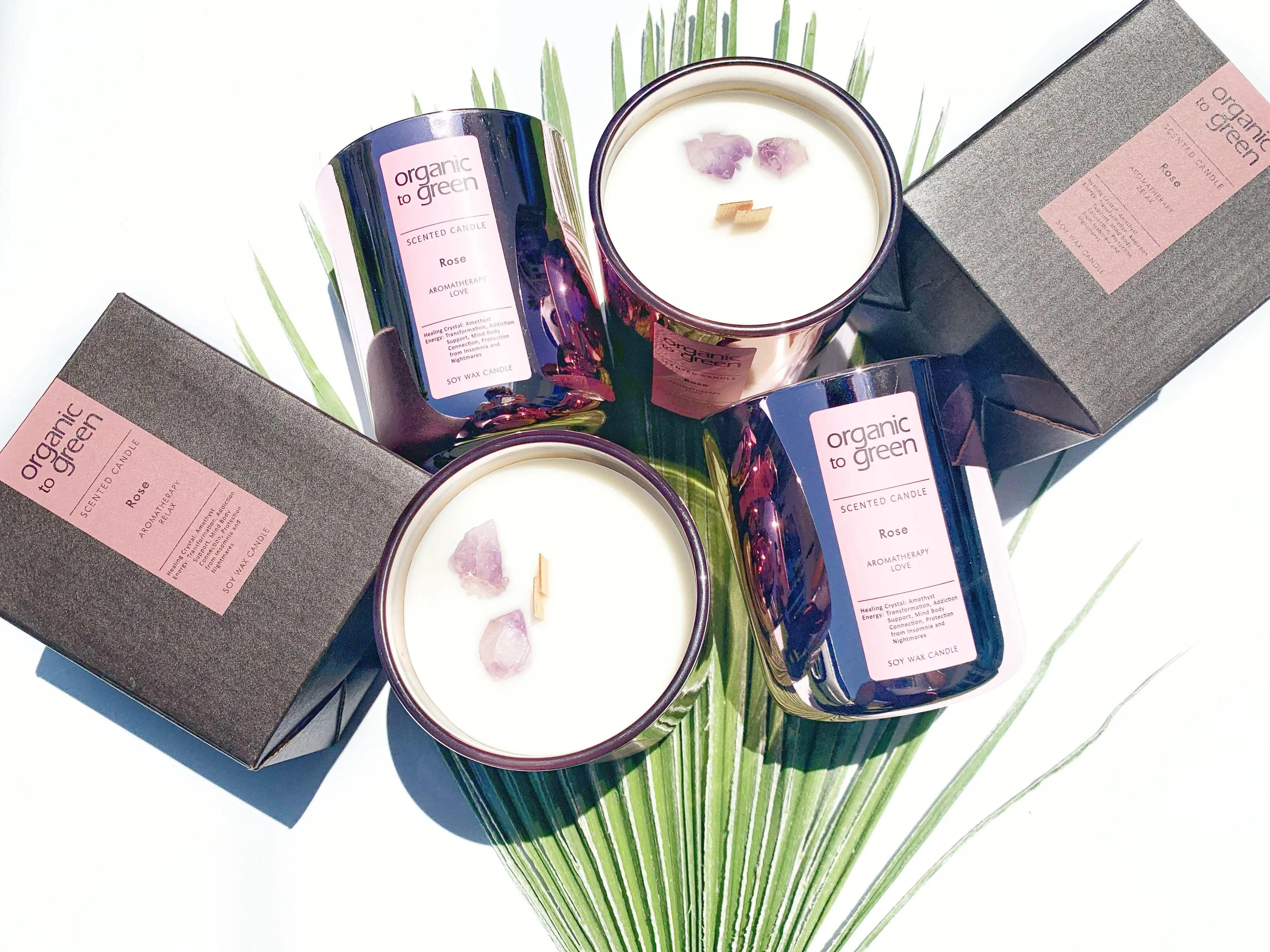 LOVE - Rose Aromatherapy with Amethyst CANDLE - Wholesale Case of 12