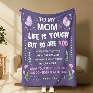 Mom Encouragement Blanket Filled with Affirmations to Remind Her She’s Never Alone & Stronger Than She Knows Perfect Mother’s Day Gift Blanket – “To My Mom” Inspirational Quote Print Soft Plush for Birthdays , Mother’s Day & Christmas Surprises!