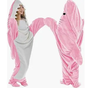 Shark Blanket Adult Ultra Soft Flannel Hoodie Sleeping Bag Wearable Onesie Pajamas for Home Loungewear Nightwear Costume Long Sleeve Women Homewear