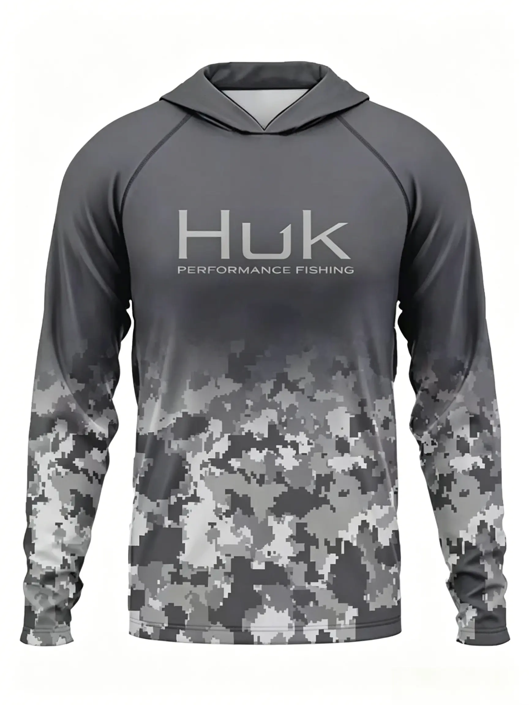 Men's Camouflage Fishing Hoodie - UPF 50 UV Protection, Fast-Drying Polyester, Breathable Men's Professional Sports Top for Water Activities, Fast-Drying Polyester Men's Fishing Tops