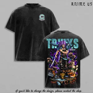 Future Trunks Shirt DBZ Anime Capsule Corp Warrior Vintage Washed Oversized Tee Time Traveler Saiyan Graphic