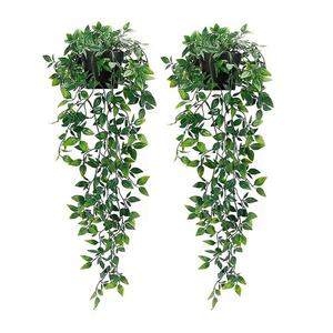 artificial hanging vine plants in pots, faux plant with pot, decorative plant for home and office indoor and outdoor garden shelf, home decor, gifts, hanging planters, wall plant holder, plant hanger, hanging plant vines