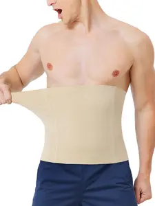 Men's Solid High Stretch Waist Trainer, Breathable Comfortable Waist Cincher, Tummy Control Shapewear for Men, Waist Training Belt, Waist Trimmer Cincher