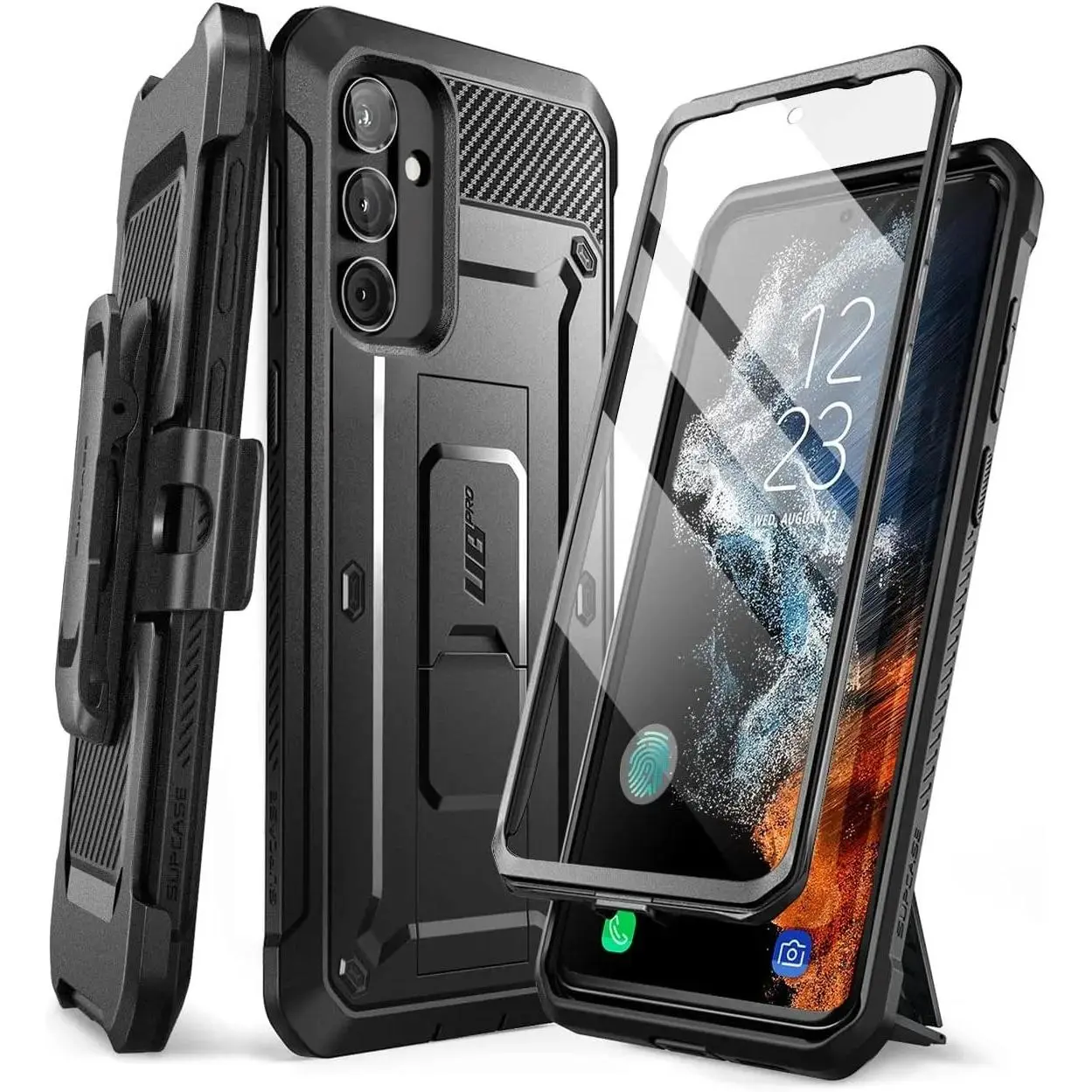 Unicorn Beetle Pro Heavy Duty Polycarbonate TPU+PC Case for Samsung Galaxy A54 5G - Built-in Screen Protector, Military-Grade Drop Test Protection, 360 Full-Body Rugged Holster, Kickstand - Black