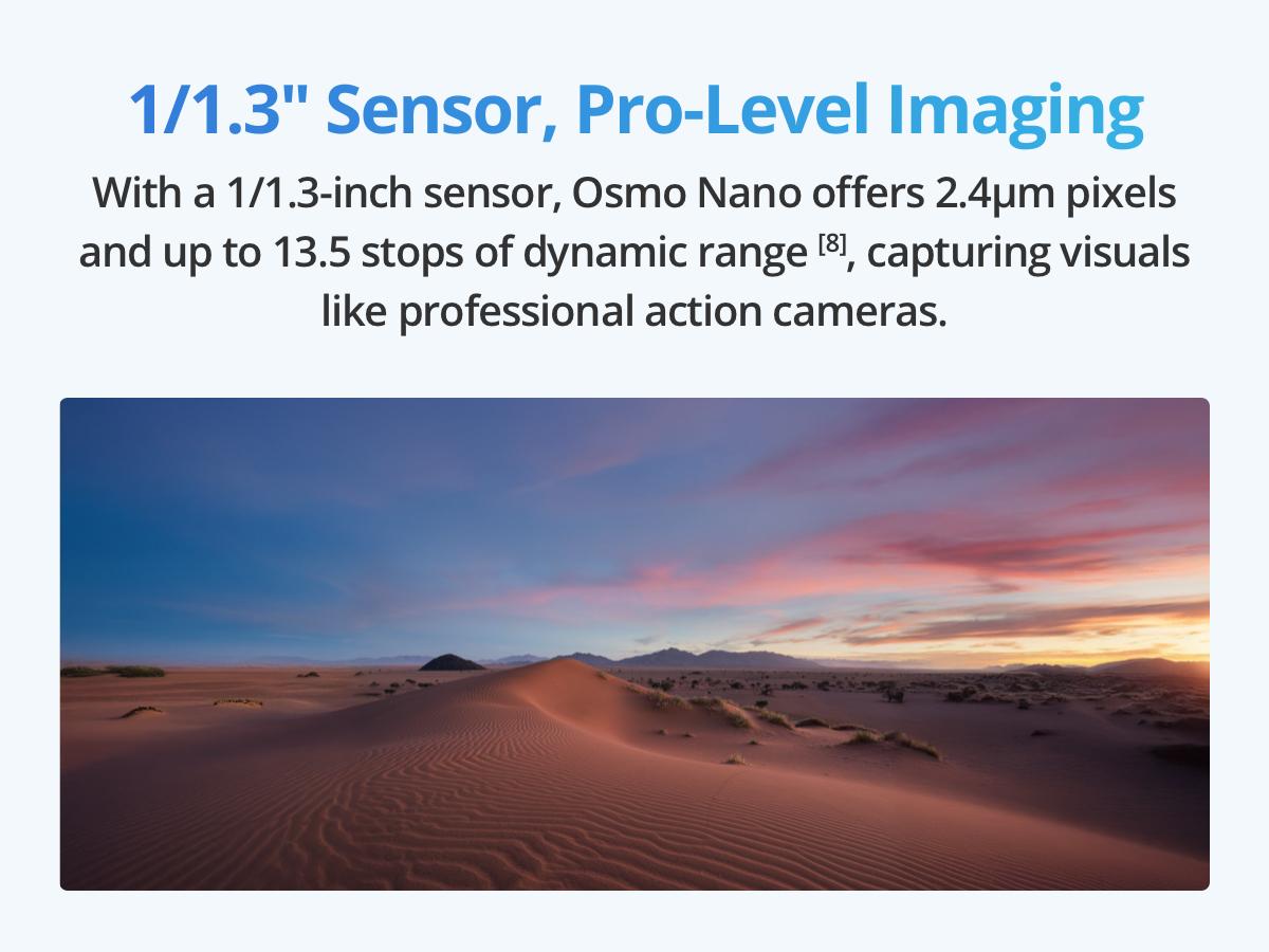 DJI Osmo Nano Standard Combo (128GB) - Small 4K/60fps Vlogging Camera with a 1/1.3″ Sensor, 143° Wide FOV Video, 200-Min Recording, Swift Content Transfer, Magnetic POV Cam 4K for Sports, Vlog