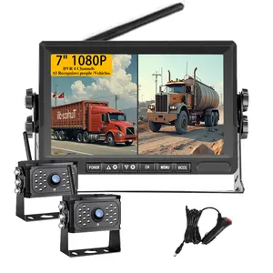 Backup Camera Wireless Plug and Play: Pre-Wired for Furrion System Recording Wide View Rear View Camera Clear Night Vision HD 1080P 7inch Monitor for Trailer Camper Motorhome (2 Camera)