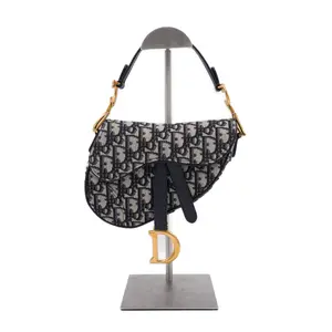 Pre-owned Dior Canvas Top Handle Bag Saddle Mini Monogram JM MM460