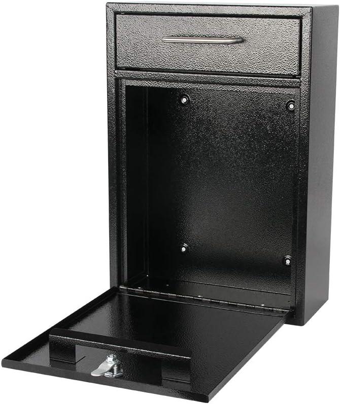 Steel Key Lock Mail Boxes Outdoor, Locking Wall Mount Mailbox, Lock Drop Box, Collection Boxes,16.2H x 11.22L x 4.72W Inches, Black X Large Steel Key Lock Mail Boxes Outdoor, Locking Wall Mount Mailbox, Lock Drop Box, Collection Boxes,16.2H x 11.22L x 4.72W Inches, Black X Large