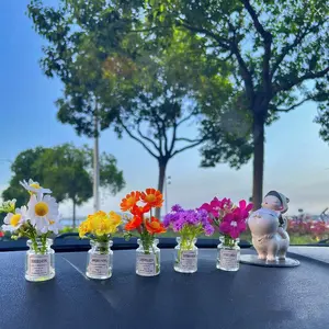 Five Sets Flower Car Freshener with Artificial Floral Design for Women, Effortless Install Vent Clip, Refillable Aromatherapy Essential Oil Decor