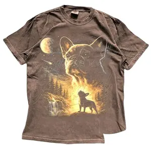 French Bulldog Howling To The Moon T-Shirt, Vintage Graphic Dog Lover Shirt, Gift Bulldog Mom, 90s Full Moon Dog Shirt, Silly Frenchy Shirt