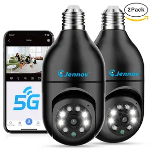 Jennov 2K WiFi Light Bulb Security Camera Wireless Outdoor - Cameras for Home Security Outside, camara de seguridad，Light Socket Indoor Camera, Auto Tracking AI Human Detection Compatible with Alexa -2 Pcs