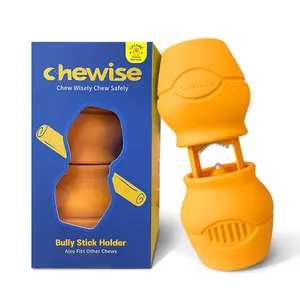 CHEWISE Standard Size Bully Stick Holder - Heavy-Duty Anti-Choking Dog Chew Holder, Metal Teeth, BPA-Free Stainless Steel, Food-Grade Nylon, Corrosion-Resistant, Insert & Lock Design for 20-70 lbs Medium Aggressive Chewers