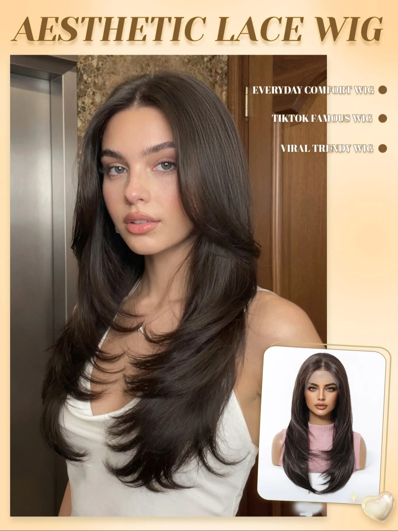 13x6 HD Lace Front Wig 22 Inch Dark Brown Glueless Frontal Heat Resistant Synthetic Natural Comfortable Daily Wear for Women Synthetic Lace Wigs