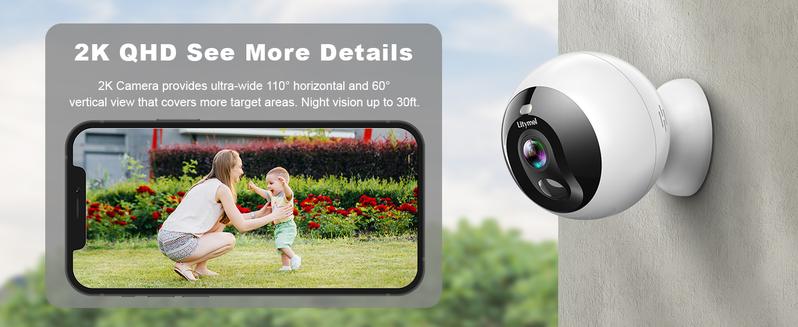 Litymol Magnetic Wireless Window Security Camera with 2K Resolution, AI Motion Detection, Color Night Vision, 2-Way Audio and Cloud Storage