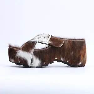 Mary Jane Calf Hair Platform Clogs