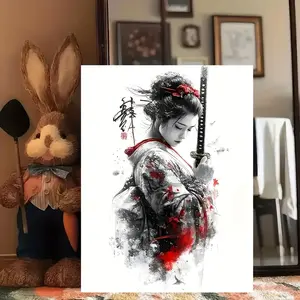 Room Decor 1pc Japanese Samurai & Ninja Warrior Canvas Print Poster, Frameless 30.48x40.64 cm Wall Art Decor, Creative Unique Waterproof Print for Living Room, Bedroom, Office, Restaurant, Bar