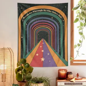 Colorful Rainbow Pattern Tapestry, Bohemian Style Hanging Cloth, Wall Hanging Decor for Home Living Room Bedroom, Home Decor