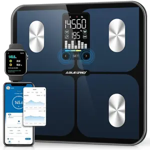 ABLEGRID Smart Bathroom Scale for Body Weight, Digital Body Fat Scale with LED Column Trend Display, BMI,Muscle Mass,Body Type, Accurate Home Weighing Scale for People with APP-Free Mode, 400lb