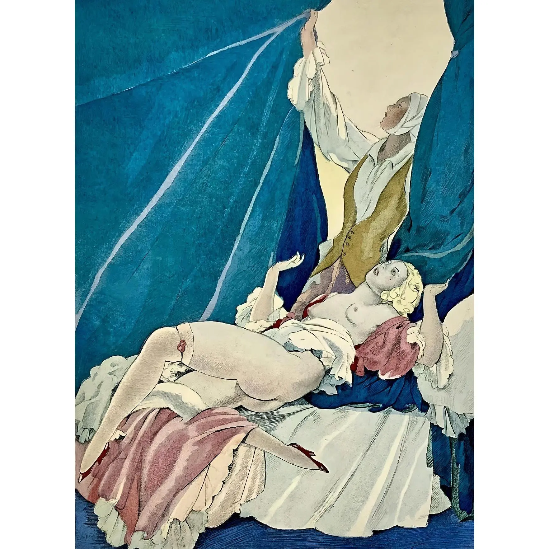 Umberto Brunelleschi, Composition, La Leçon d'amour dans un parc, Limited Edition Lithograph