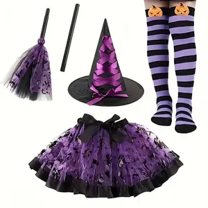 Halloween Witch Costume Set 4 Piece, Women's Halloween, Perfect for Party and Role-Playing, Comfortable and Stylish, Cosplay Costume