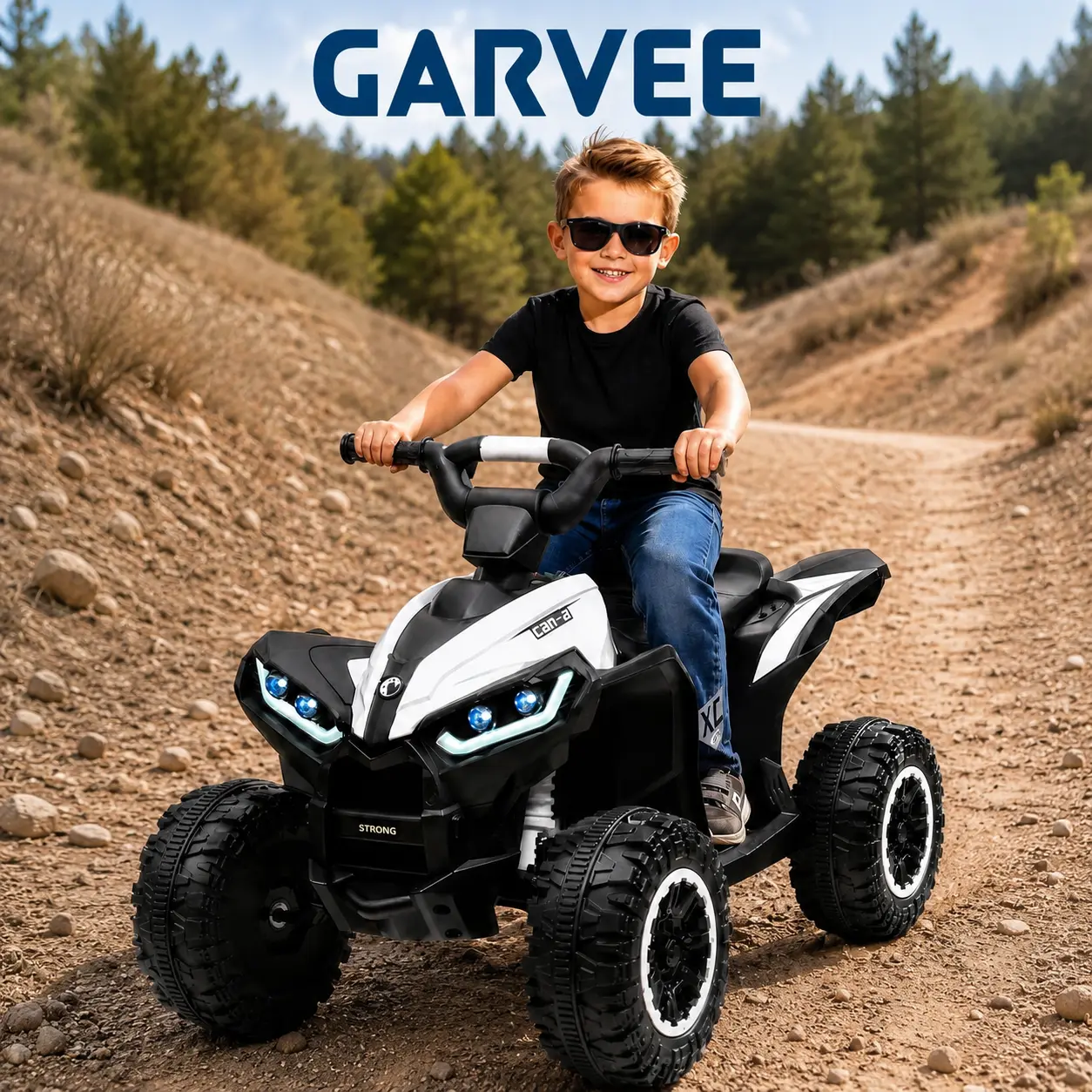 GARVEE 12V Rechargeable Kids 4-Wheeler Ride-On ATV Toy with Parent Remote Control, LED Lights, Music, Ride on Wheels, Wide Comfortable Seat, Durable Large Tires for 3-8 Year Olds’ Kids Outdoor Play