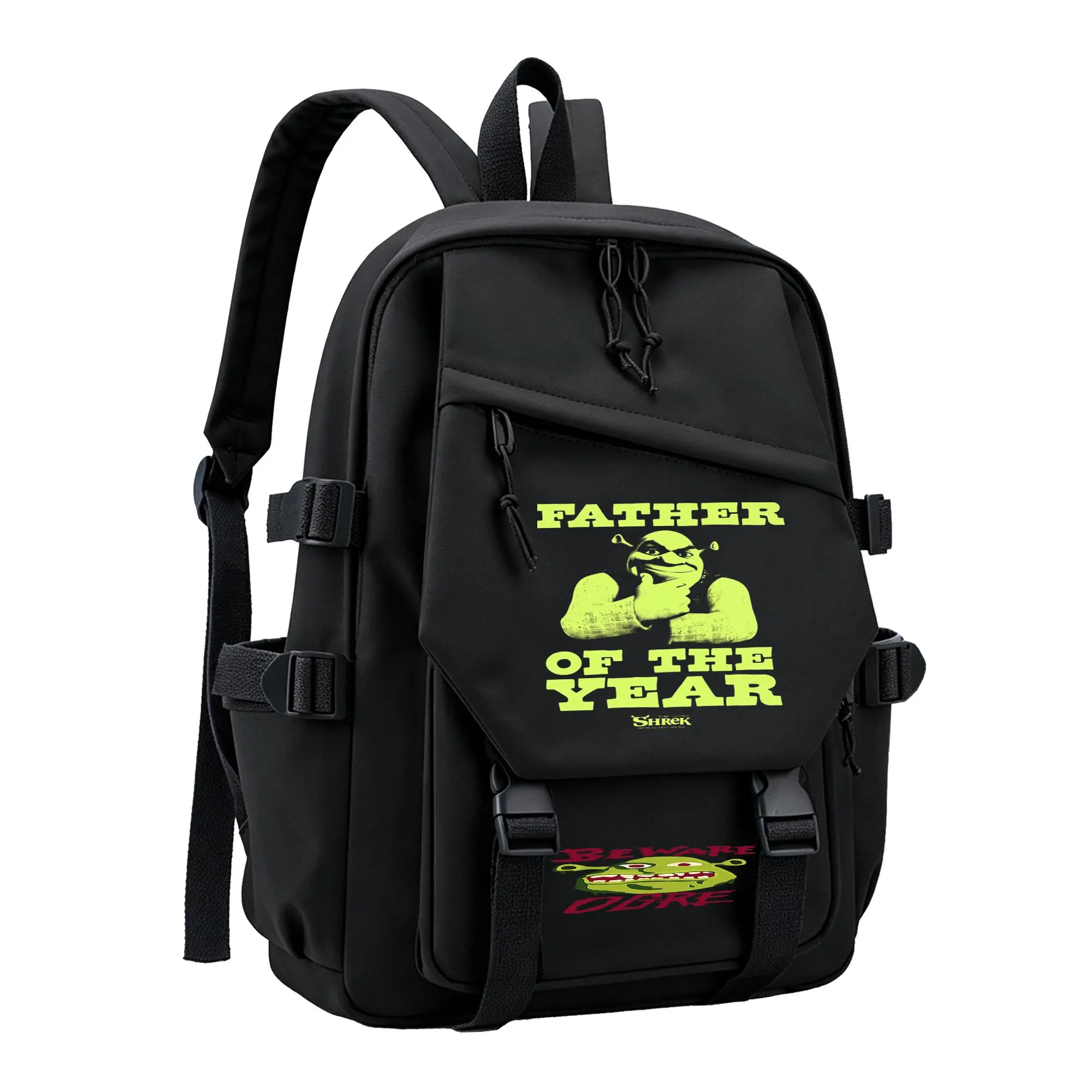 Shrek Graphic Backpack for Girls, Y2K Black School Bookbag with Keychain, Waterproof Travel Laptop Bag for Teens College d-64