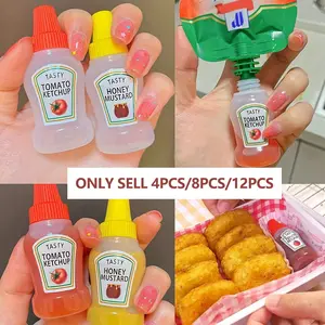 4/8/12pcs Mini Portable Condiment Bottles, Ideal for Travelers & Office Use, Perfect for Lunches & Summer Picnics, Stackable Clear Containers