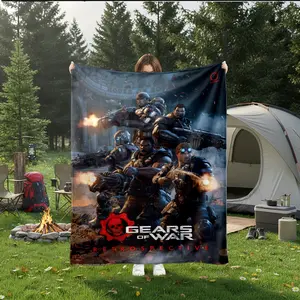 1pc Gears of War Sci-Fi Combat Theme Flannel Fleece Blanket, Super Soft Cozy Plush Throw for Bed, Sofa, Living Room, Office, Travel, Warm Decorative Gift Idea for Adults.