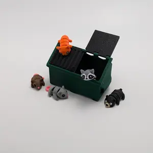 MINI Dumpster & Animals - Unique Articulating 3D Printed Collectible Figurines - Desk Pets - Home Decor - Perfect Gift for Office or Home
