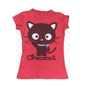 Cute Chococat Baby Tee, Graphic Tees, Y2k Top, 90s Clothes, Vintage Kawaii Female Clothing, Emo 2000s Tops, Gothic Kpop Anime Girl