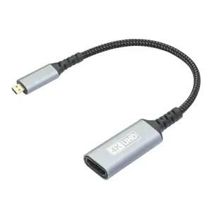 Micro HDMI to HDMI Adapter with 5inch Cable, Micro HDMI Male to HDMI Female Conversion Plug, Support HDMI 2.0 4K@60Hz Dynamic HDR, for Raspberry Pi4/Pi5, Monitor, Camcorder, Laptop and More