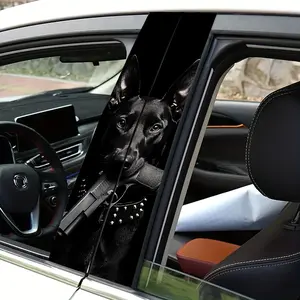 Dachshund Police Dog Car Stickers, Scratch-Resistant Vinyl Decals, B Pillar Protection, 9.84x19.6 Inches, Easy to Apply