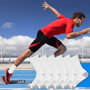 6 Pairs Cotton Crew Socks | Cushioned Athletic Sports Socks for Men & Women | Breathable Moisture Control Running Socks Set