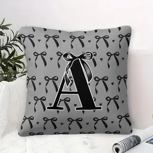 Black Bow Monogram A-Z Throw Pillow, Cute Princess Cushion Accent Pillow, Includes Pillow Core, Soft Comfortable Home Decor Pillows for Sofa Bedroom Dorm, Perfect Gift for Children, Teenagers and Girls