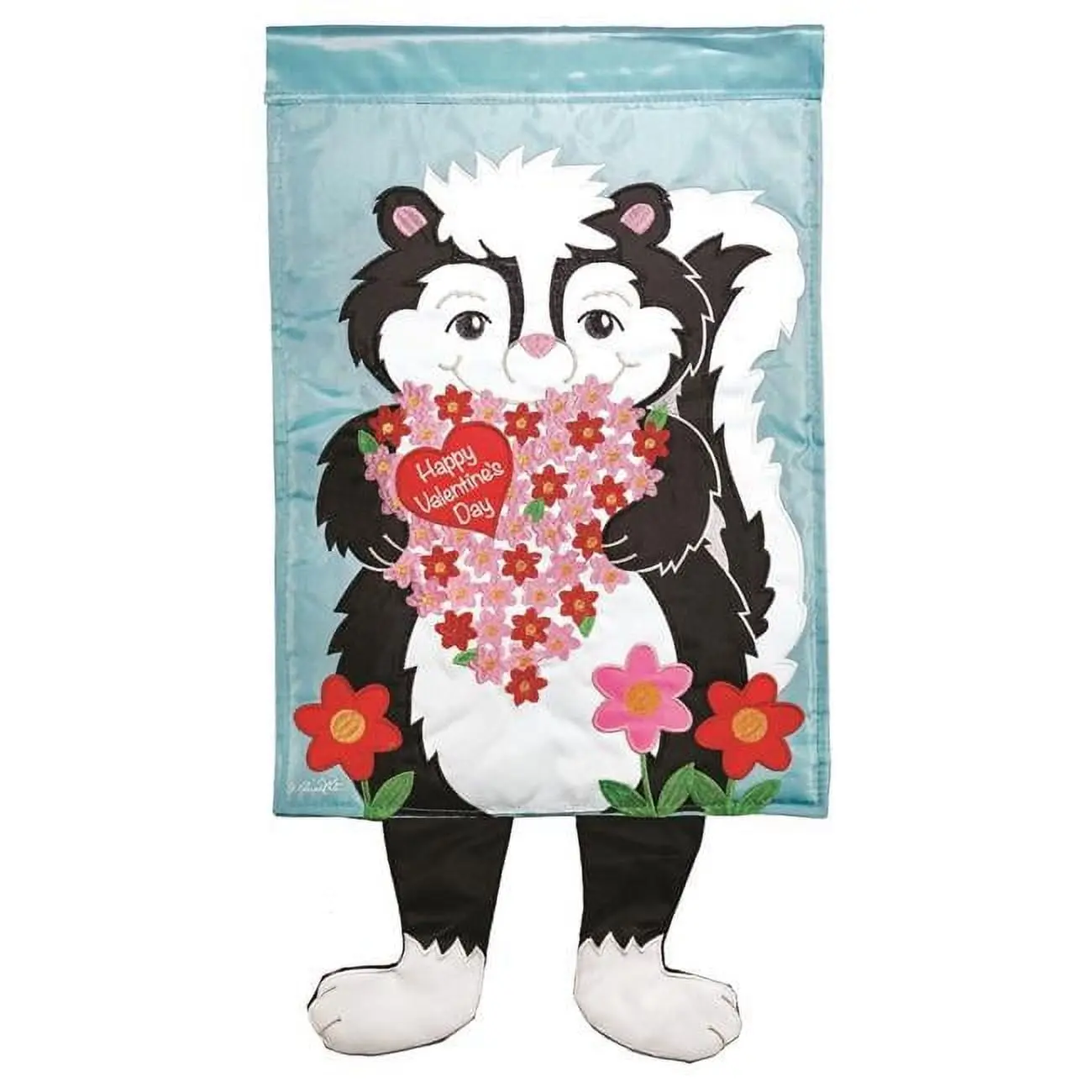 Magnolia Gardens M011286 30 x 44 in. Double Applique Valentines Day Polyester Garden Flag