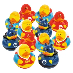 2" Red, Green & Blue Superhero Characters Rubber Ducks - 12 Pc.