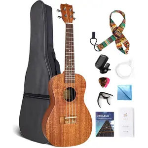 23 Inch Concert Ukulele -in- Mahogany Ukelele Kit for Beginner with Online Lessons Gig Bag Tuner Strap Nylon Strings Picks