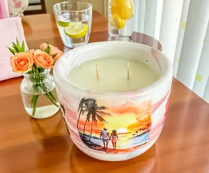 Sun-Kissed Candle Mango Coconut Handmade Concrete Jar Vegan Wax 8 oz & 12 oz Eco-Friendly Scented Candle