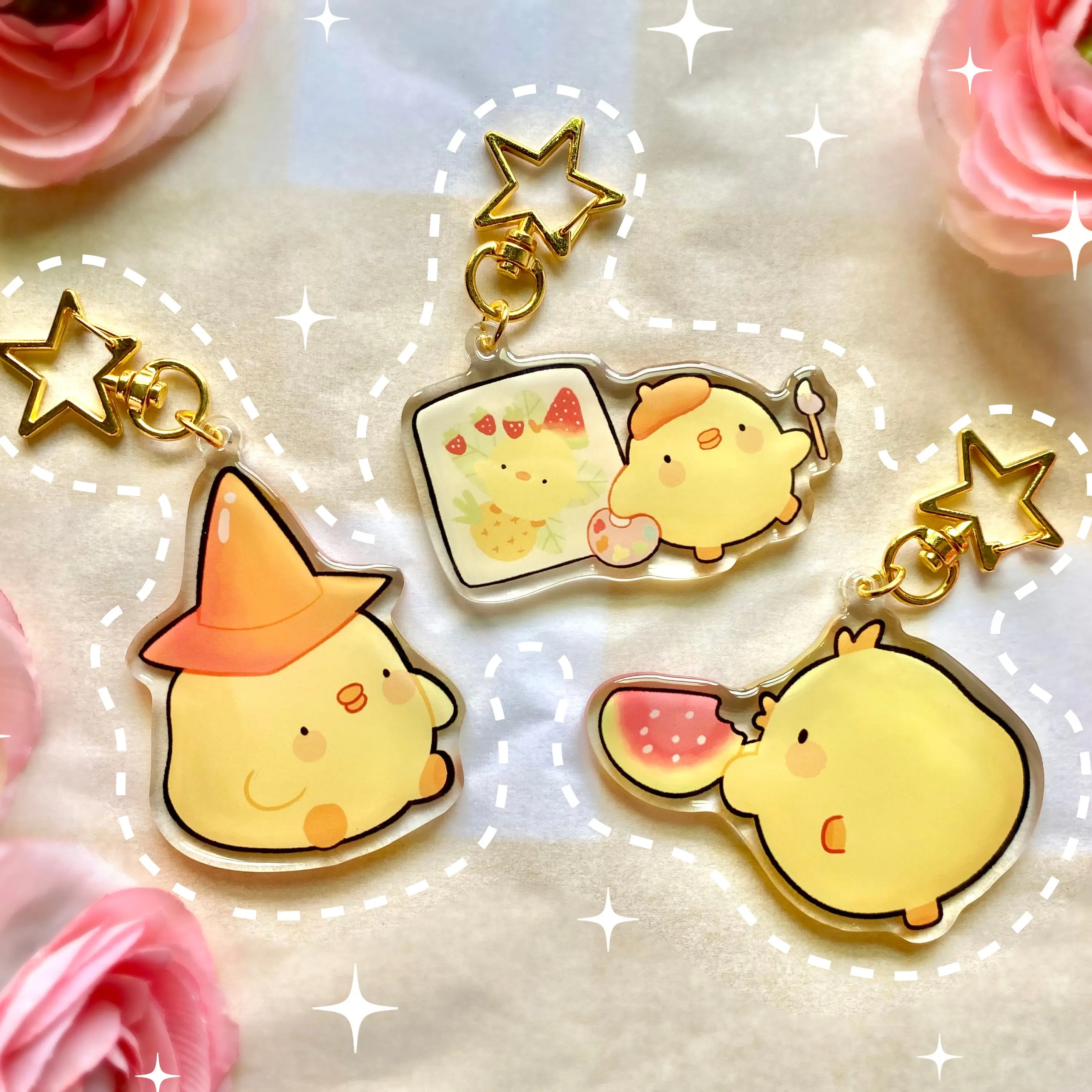 La Pipa Keychains - Acrylic epoxy Cute chick charms