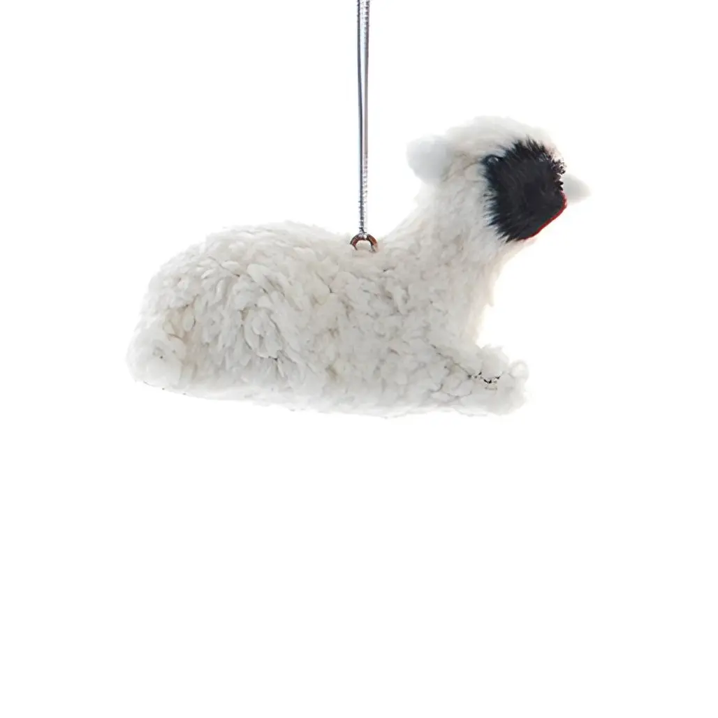 Fluffy White Sheep Farm Animal Ornament